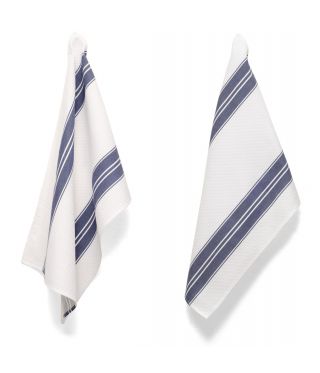 TC003 Tea Towels - Stripe Navy Blue Pack 2 -SPECIAL 