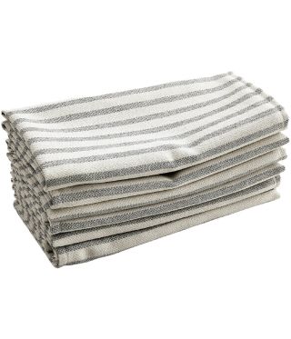 Abigail James Grey Stripe Cotton Napkin- 45 x 45 - Pk 6