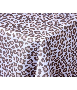 Polyteq-Digital Leopard Print Design Tablecloth White 