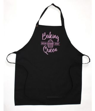 100% Slogan Apron - BLACK- Baking Queen