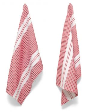 TC005 Tea Towels - Designer Stripe -Red PACK OF 2 SPECIAL 