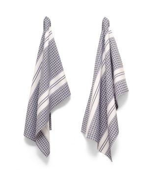 Tea Towels - Designer Stripe - Navy Blue PACK 2 