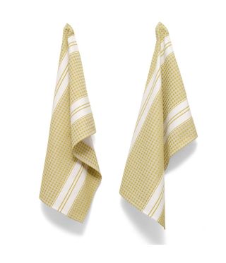 TC005 Tea Towels - Designer Stripe -Sage Green PACK 2 SPECIAL