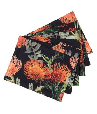 Botanica Pin Cushion Placemats - Black- SET OF 6