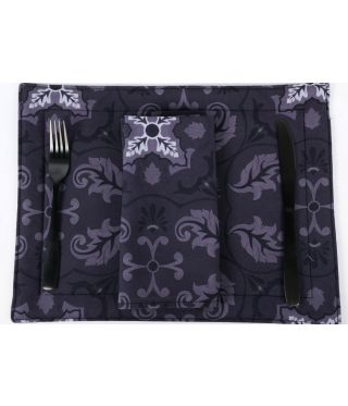 Robyn Valerie Tapenade Charcoal Placemat Pk 6 